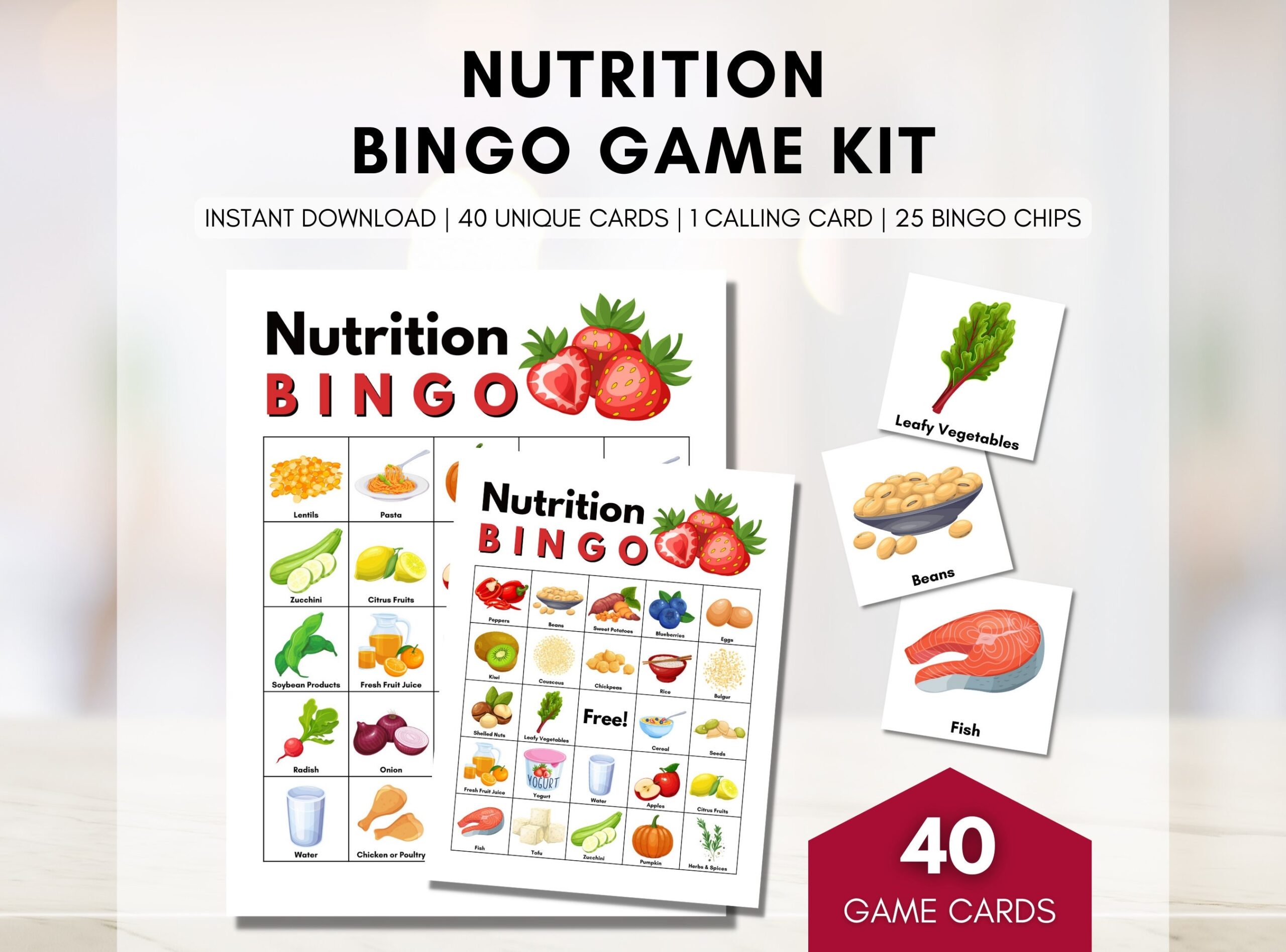 Nutrition Health BINGO Game Healthy Eating Patient Education 