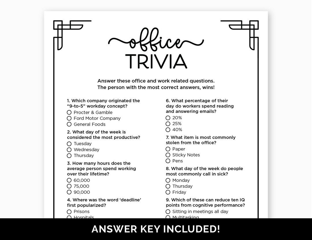 the office trivia questions and answers printable