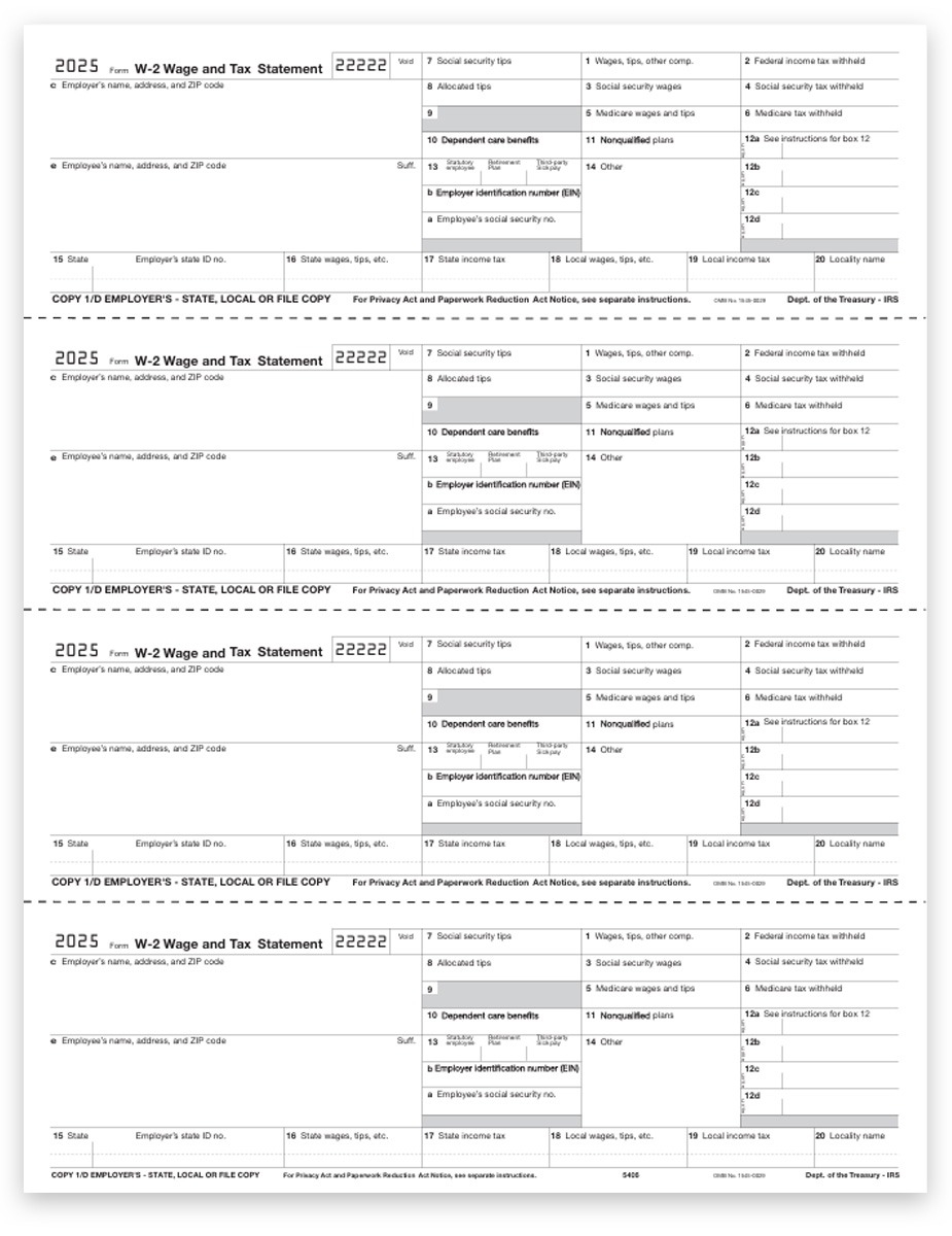 Official W2 Tax Forms Preprinted W 2 Forms Discount Tax Forms