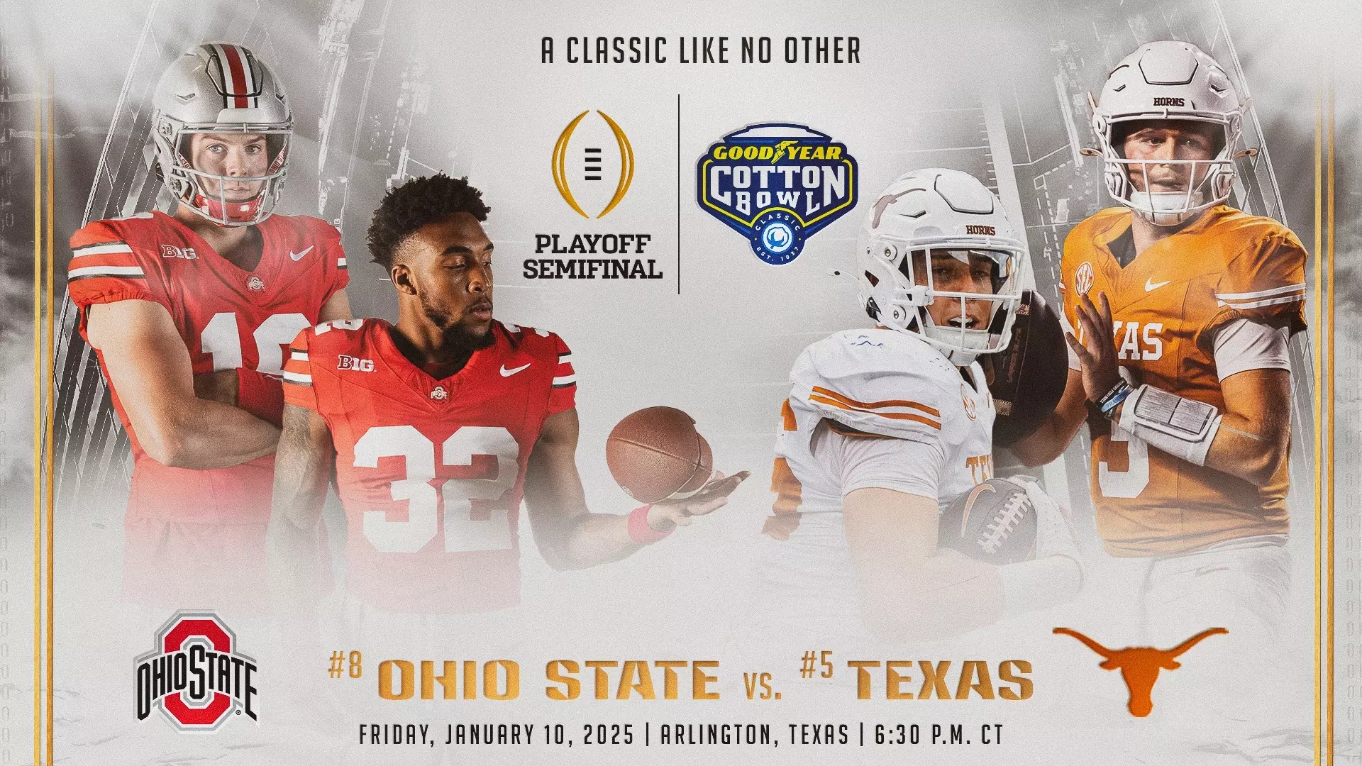 Ohio State Texas Set For The 2025 College Football Playoff Semifinal At The 89th Goodyear Cotton Bowl Classic Goodyear Cotton Bowl Classic