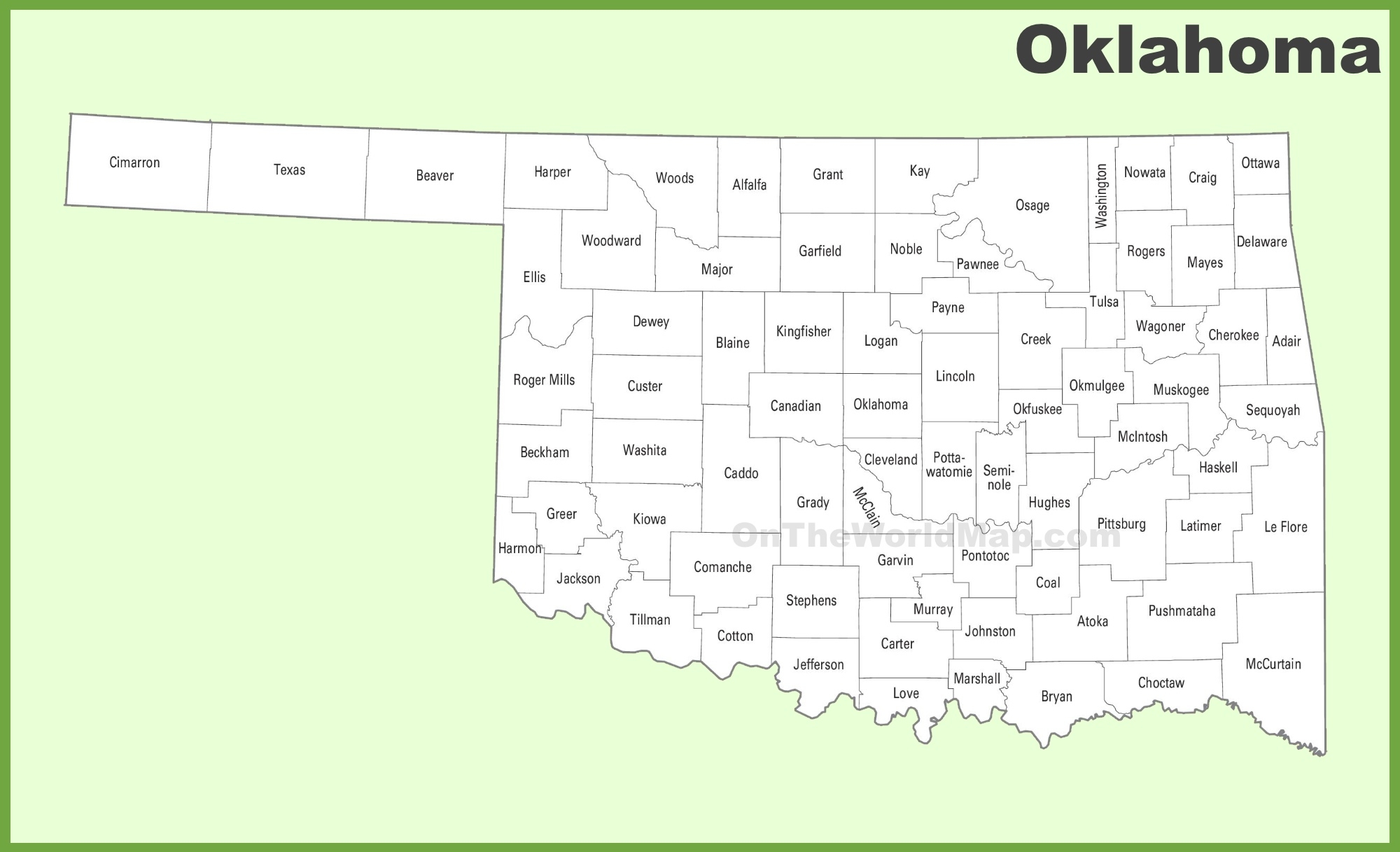 Oklahoma County Map Ontheworldmap