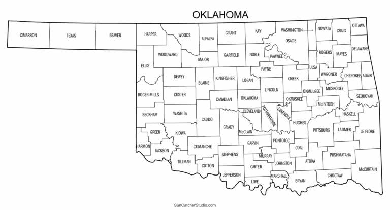 Oklahoma County Map Printable State Map With County Lines Free Printables Monograms Design Tools Patterns U0026 DIY Projects