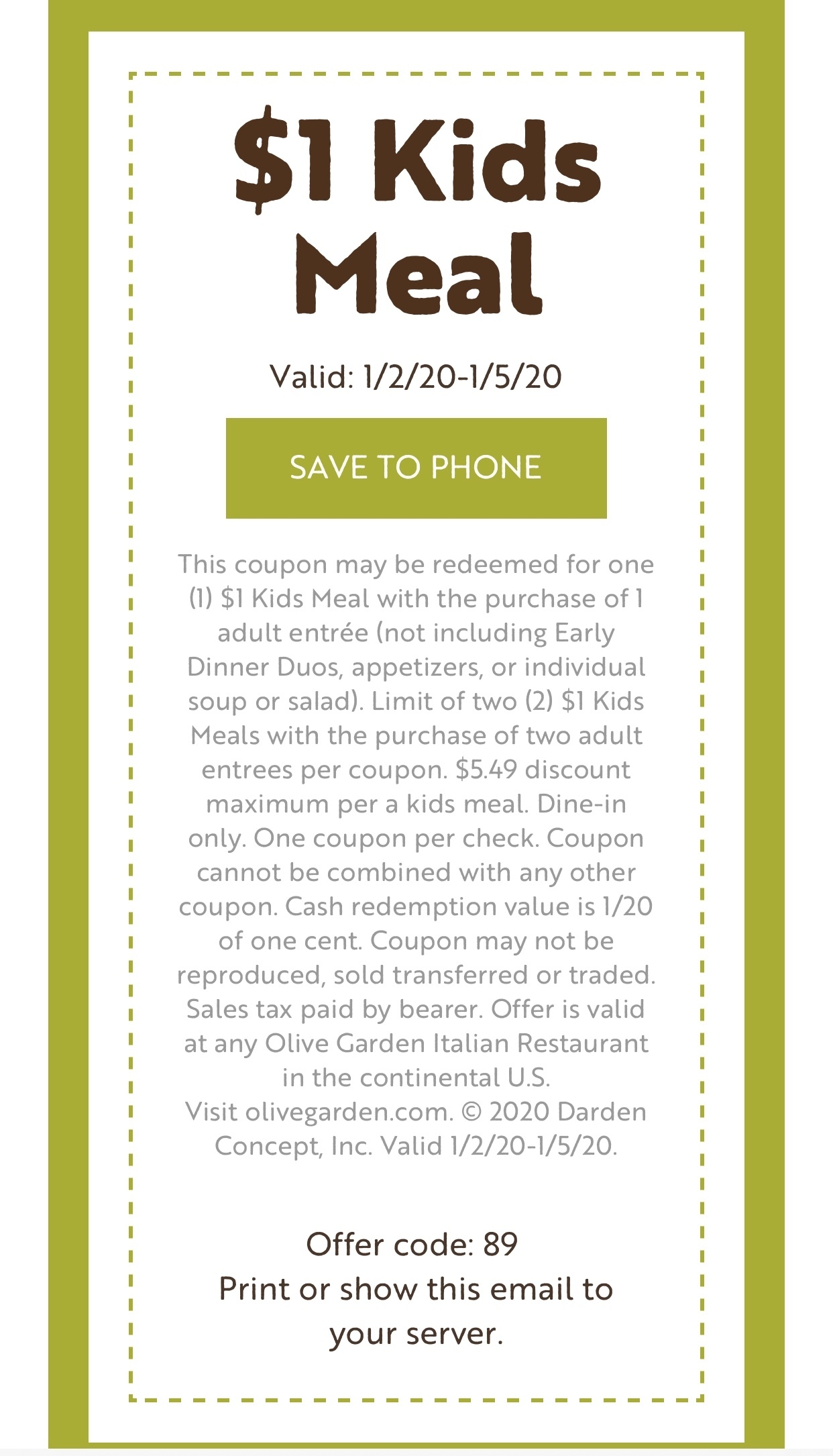 Olive Garden Coupon 20 OFF The Entire Table 10 Favorites 
