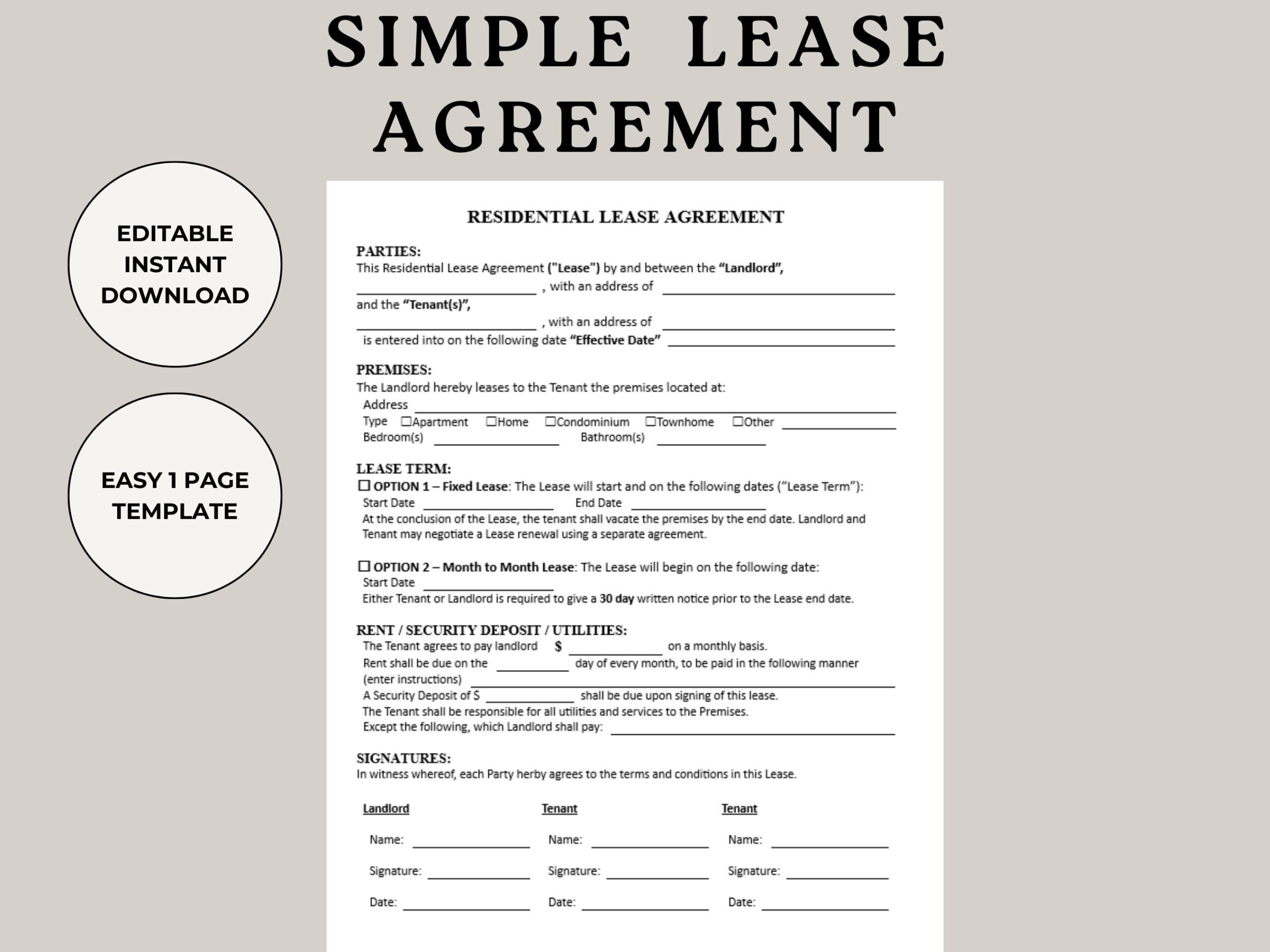 downloadable free printable basic rental agreement