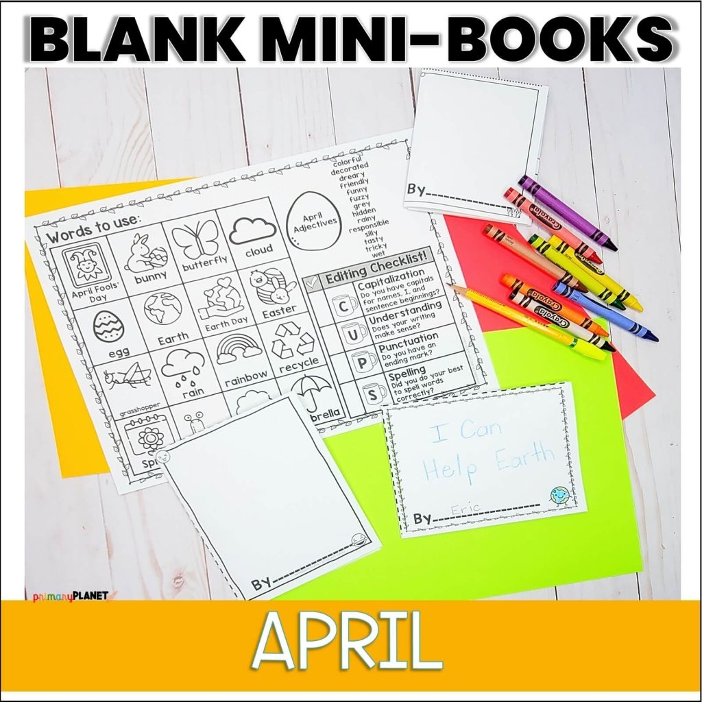 One Page Printable Mini Book Templates April Themed Editable Primary Planet