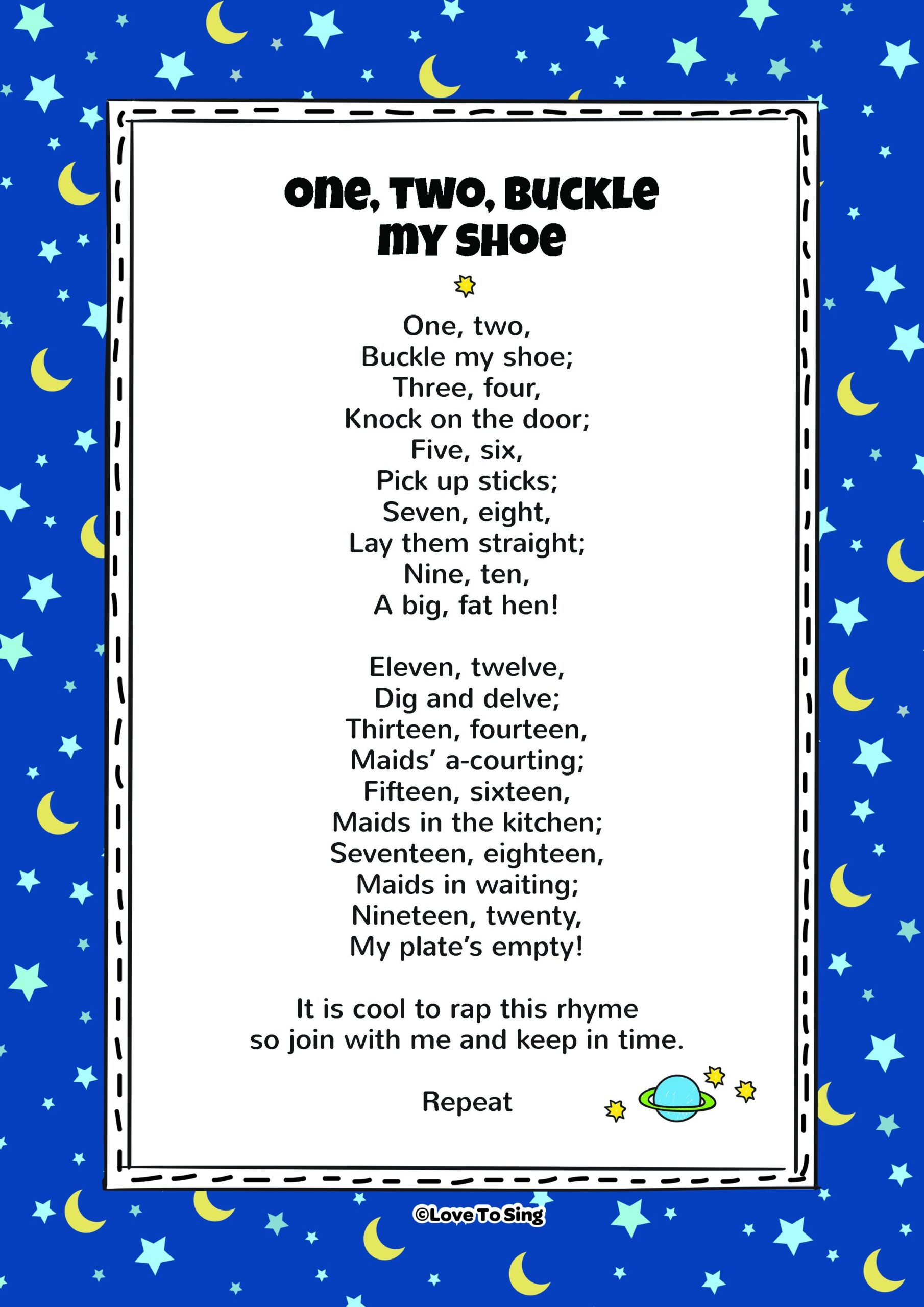 One Two Buckle My Shoe Kids Video Song With FREE Lyrics U0026 Activities 