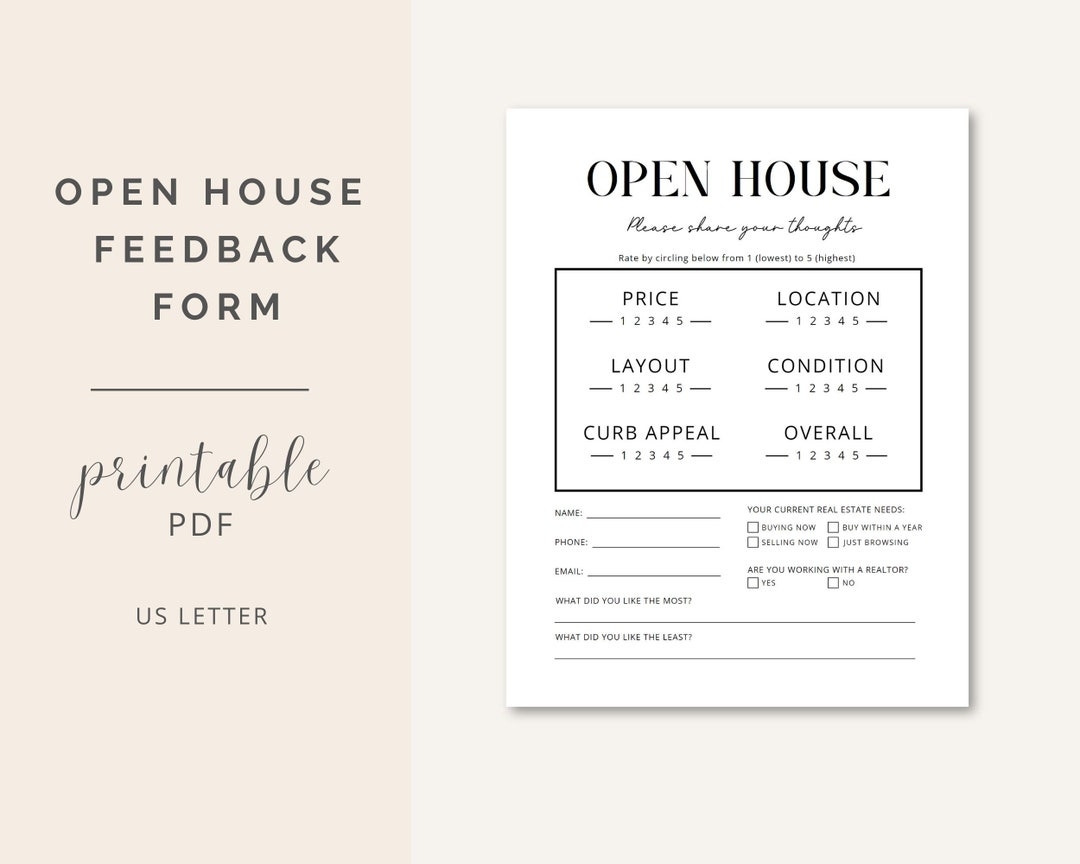 free printable open house feedback form
