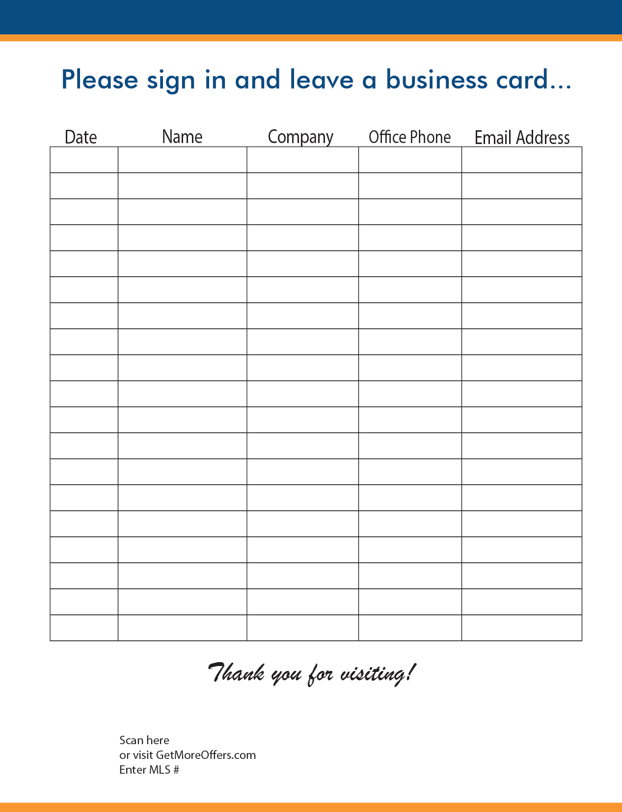free printable open house sign in sheet