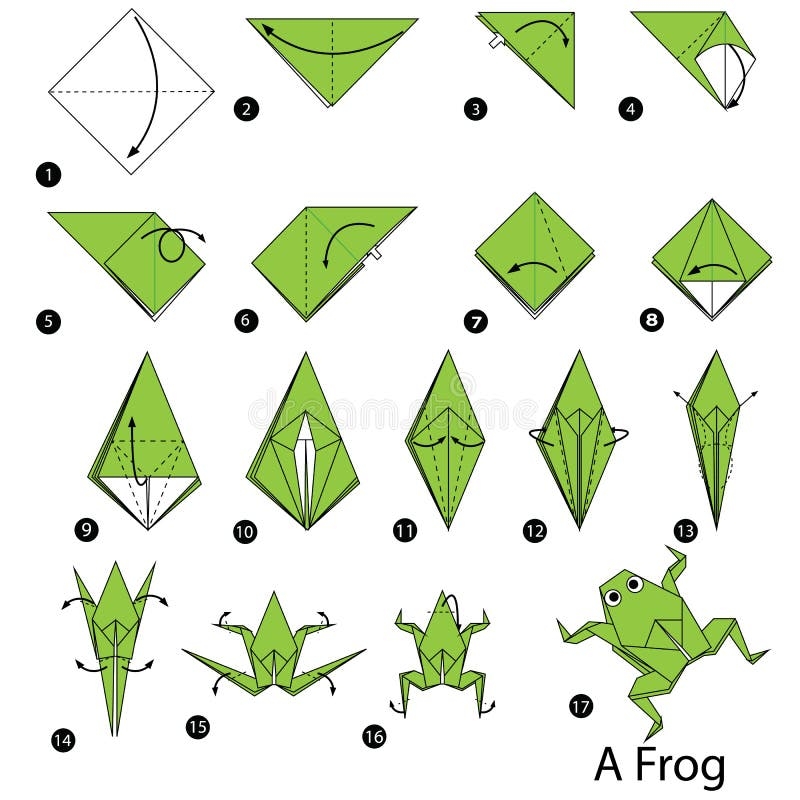 Origami Frog Instructions Stock Illustrations 21 Origami Frog 