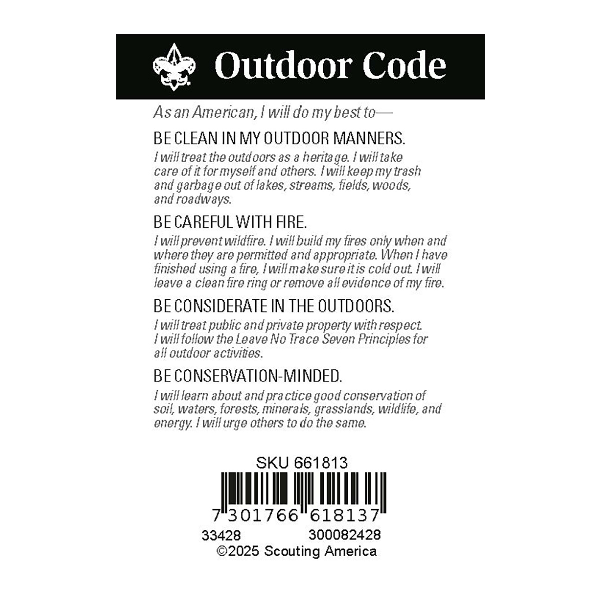 Outdoor Code Pocket Certificate