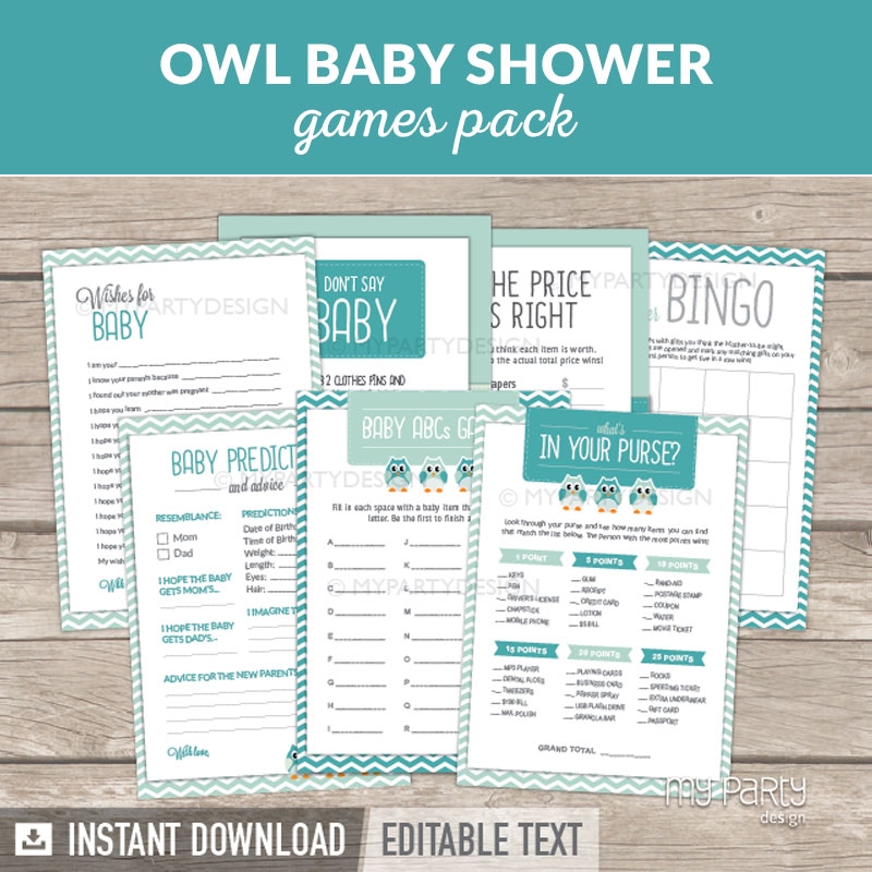 Owl Baby Shower Games Printable PDF My Party Design