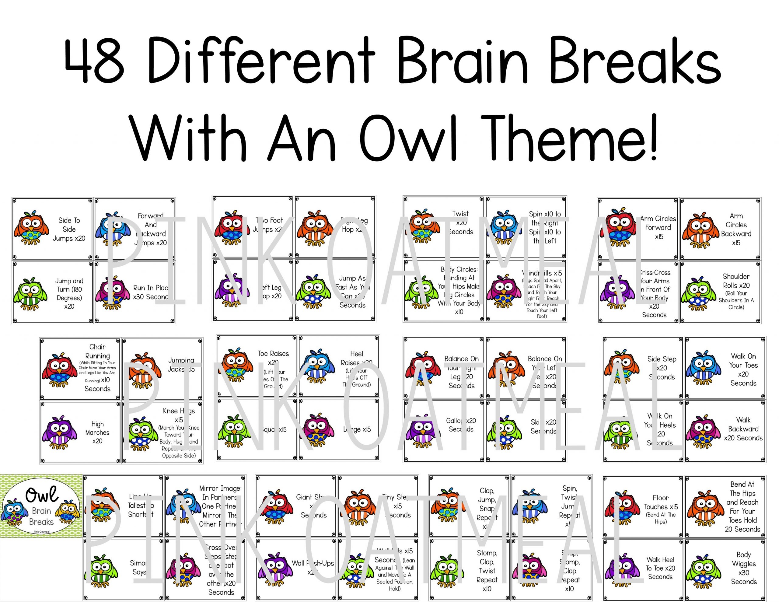 Owl Themed Brain Break Activities