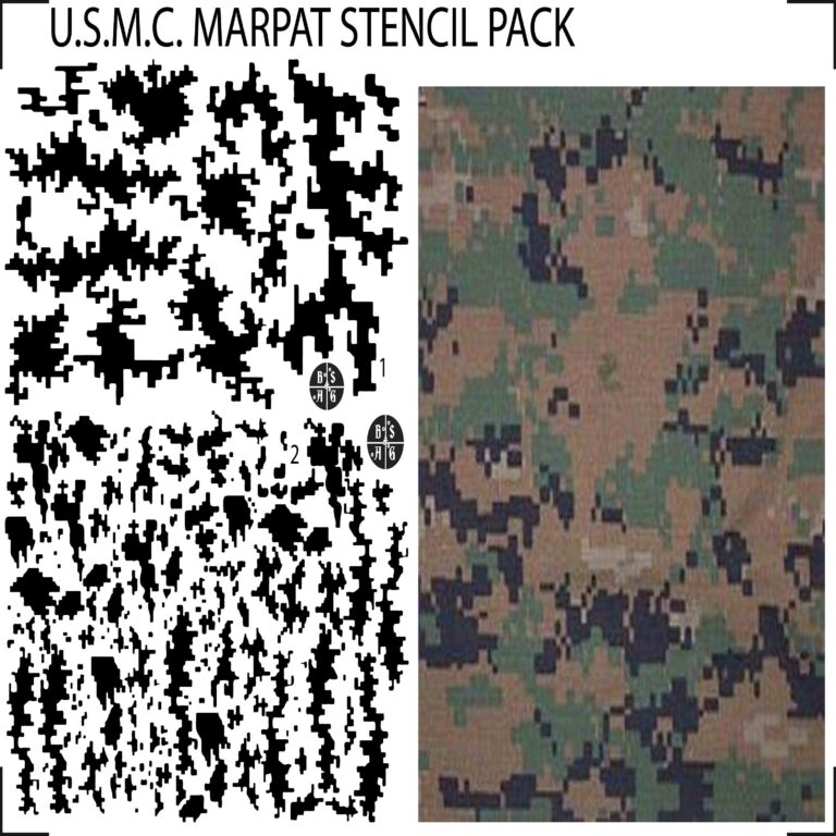 Pack Of 2 USMC Marpat Digital Camouflage Stencil Pattern Printed On Avery High Heat Yellow Vinyl For Applying Cerakote Duracoat Gunkote Etsy