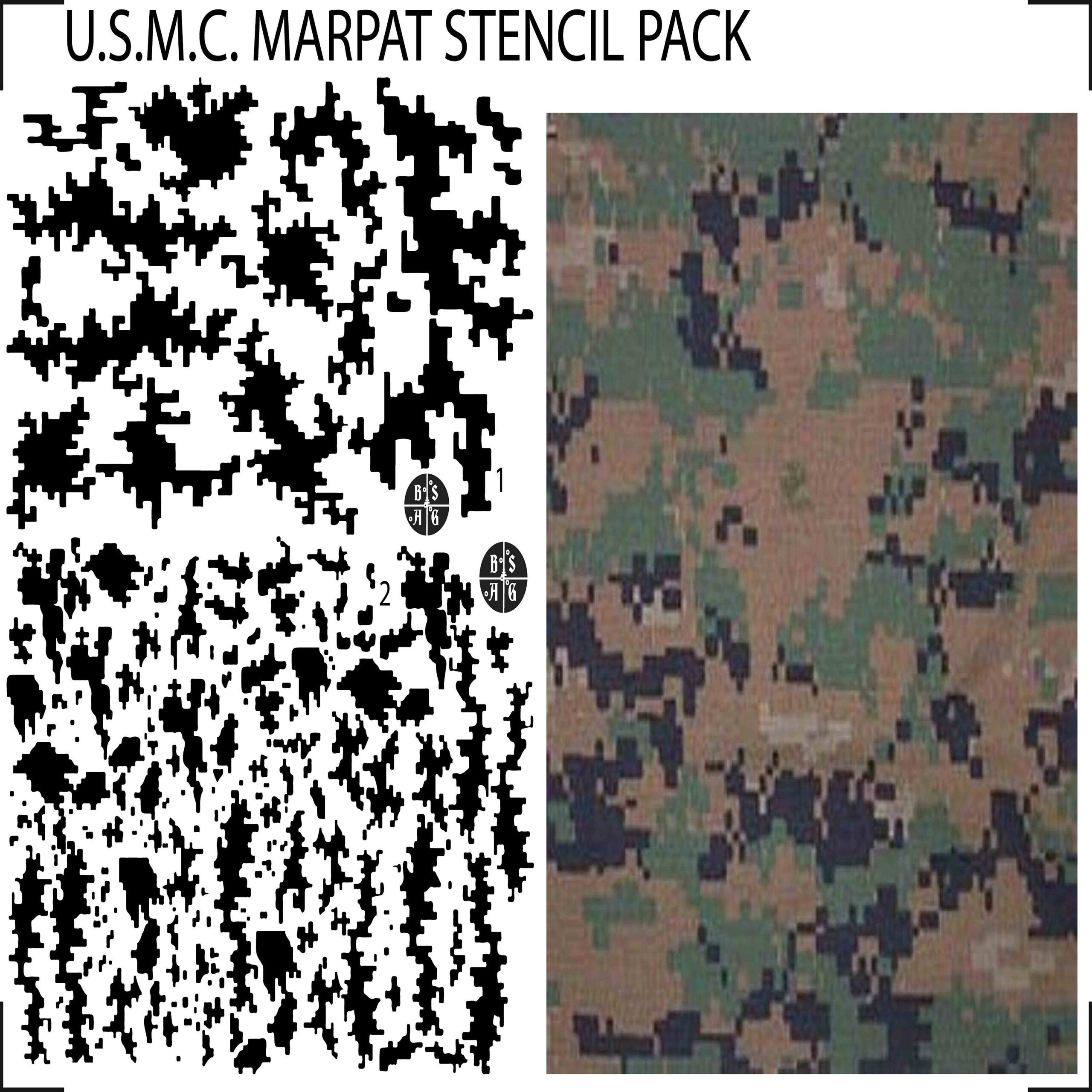 Pack Of 2 USMC Marpat Digital Camouflage Stencil Pattern Printed On Avery High Heat Yellow Vinyl For Applying Cerakote Duracoat Gunkote Etsy