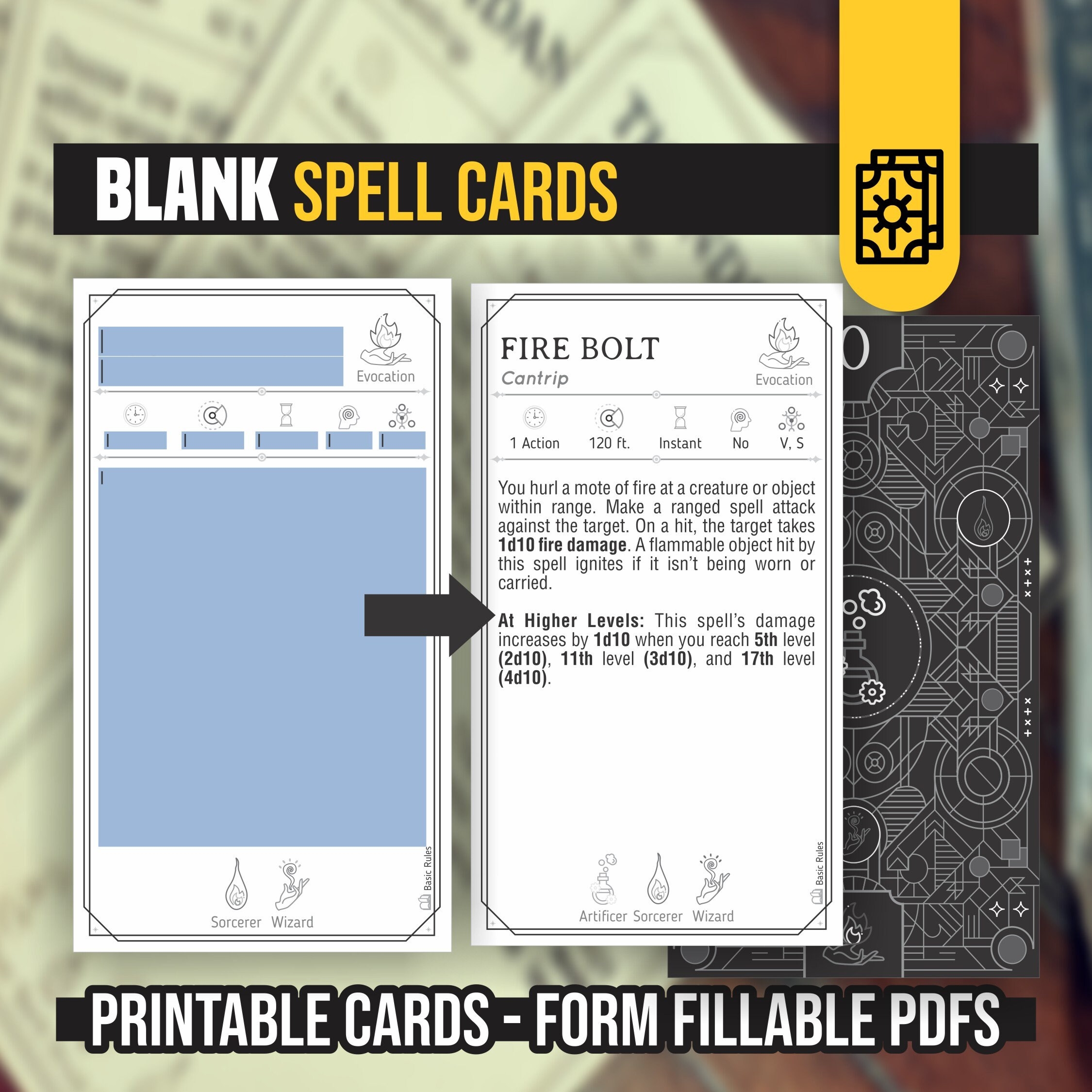 Pack Of BLANK Spell Cards For ALL CLASSES For DnD 5e Dungeons And Dragons Du0026D Printable Spell Cards Form Fillable Spell Cards