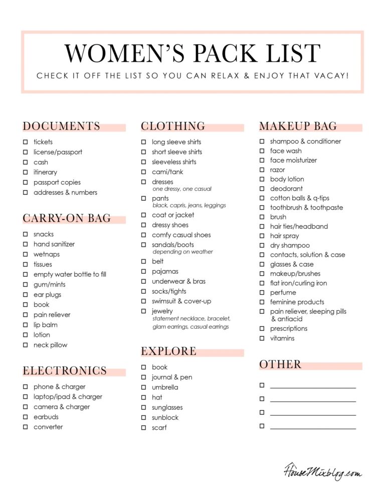 Packing Hacks 2 Printable Checklists House Mix