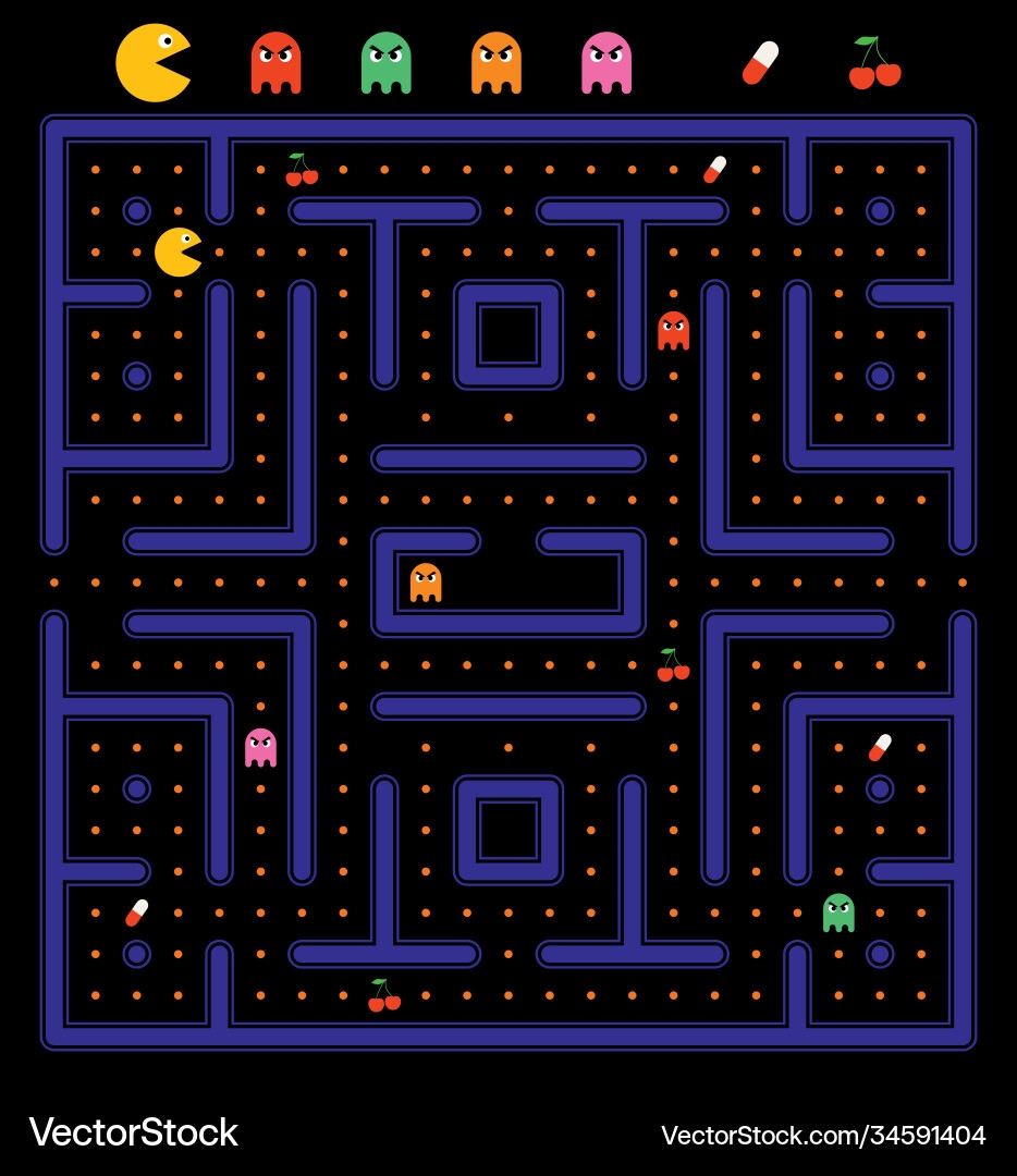 Pacman Maze Vector Images 76 