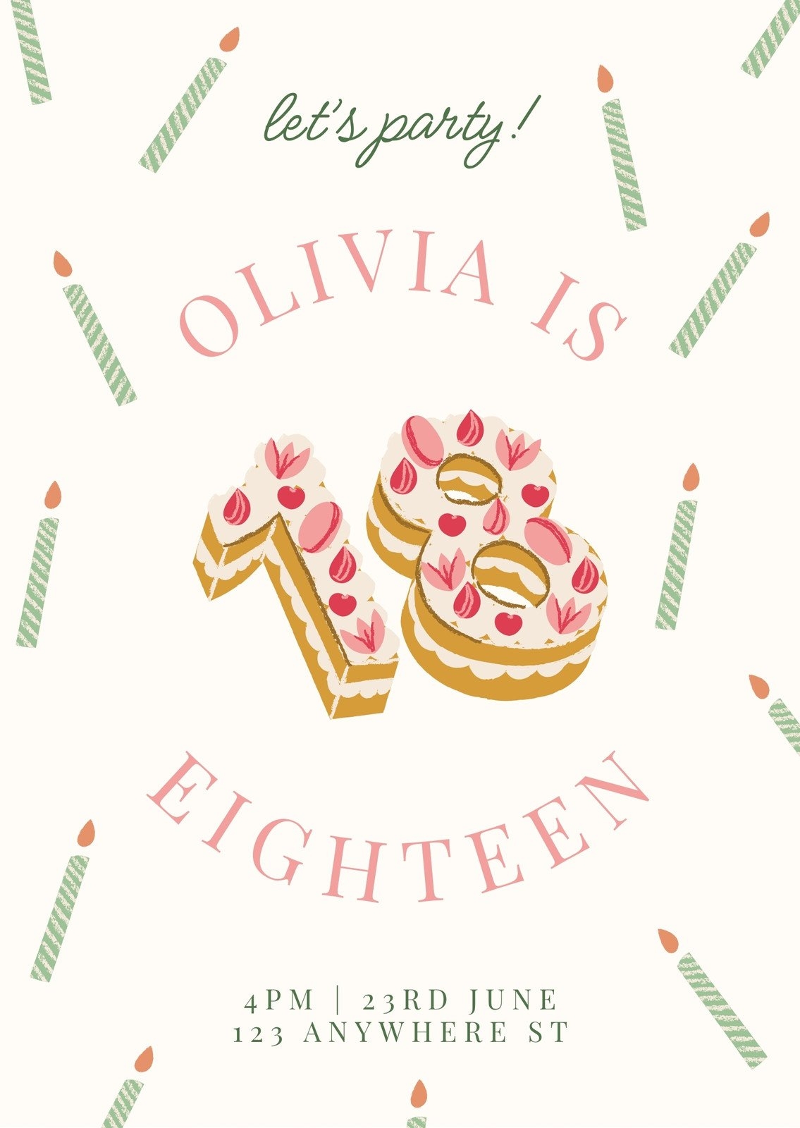 Page 2 Free Printable 18th Birthday Invitation Templates Canva