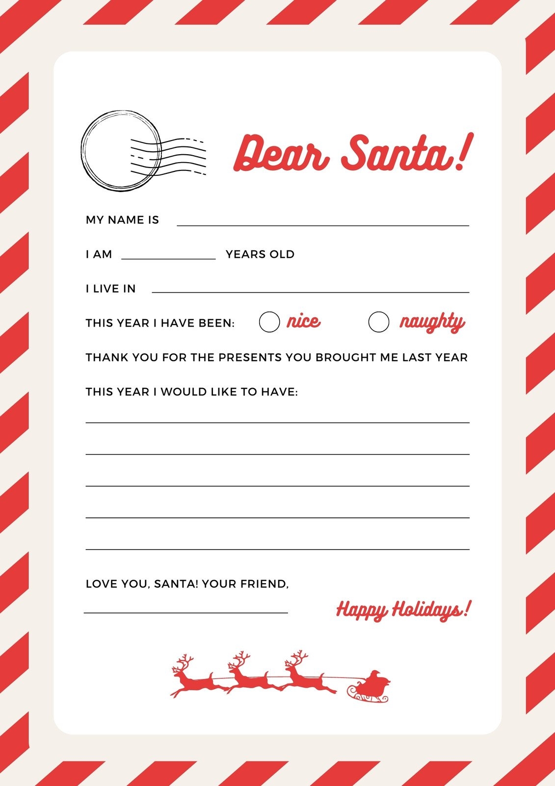 santa letter paper printable