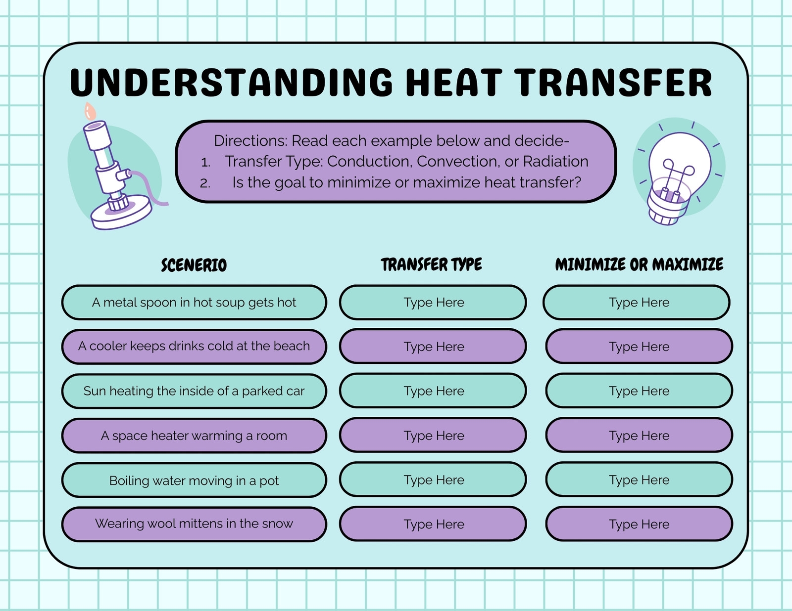 free printable heat transfer worksheets