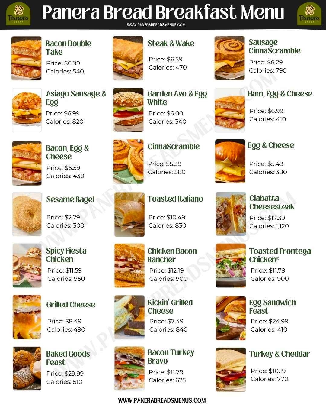 Panera Bread Breakfast Menu With Price Updated August 2025