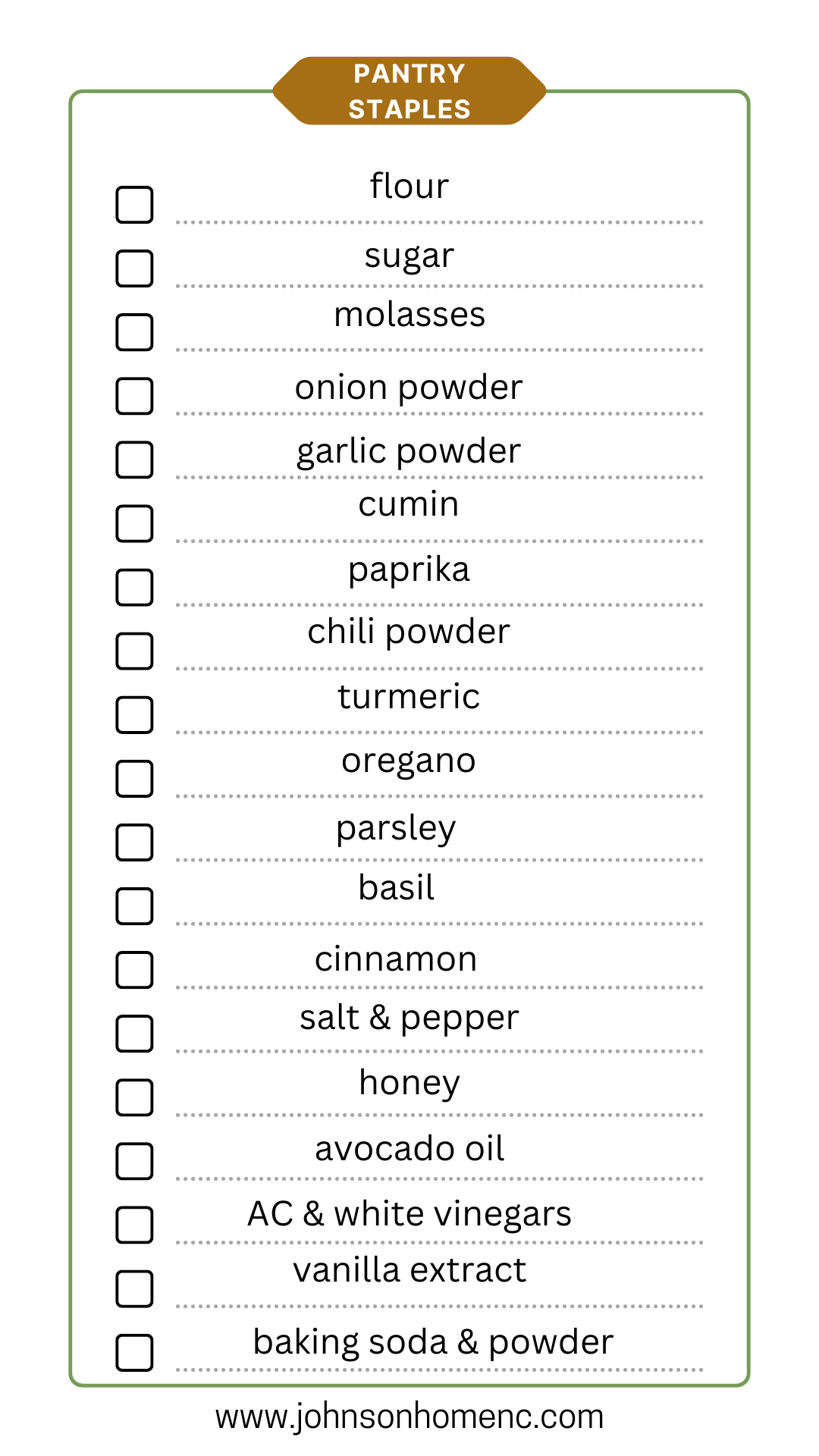 Pantry Staples With A FREE Printable List