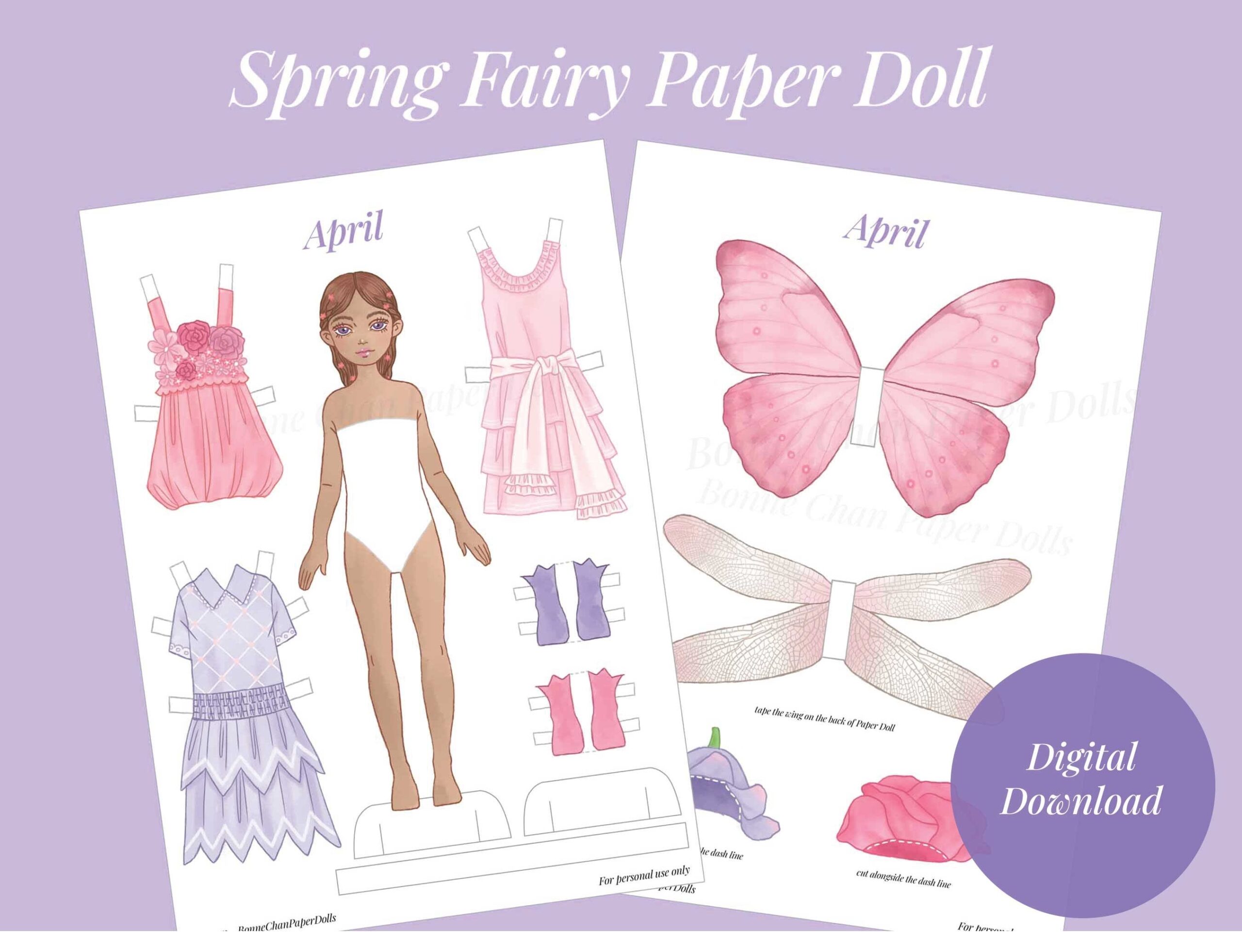 Paper Doll Printable Spring Fairy PDF Craft Kit Instant 