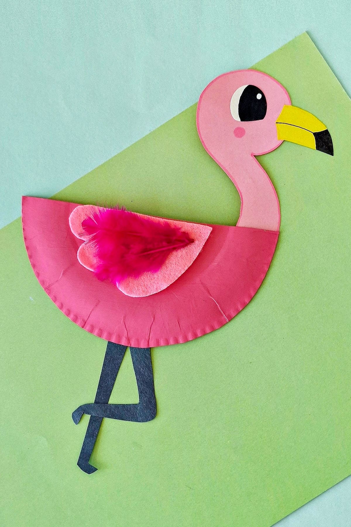 Paper Plate Flamingo Craft Free Printable Template 