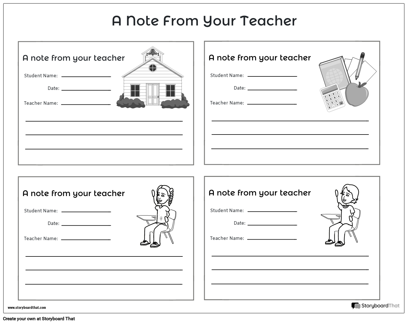 Parent Teacher Notes Free Templates By Storyboard That
