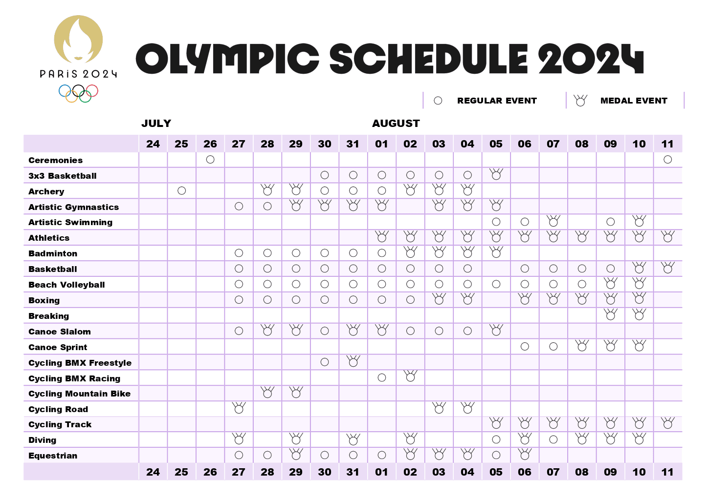 Paris 2024 Olympic Schedule white ONLYOFFICE ONLYOFFICE