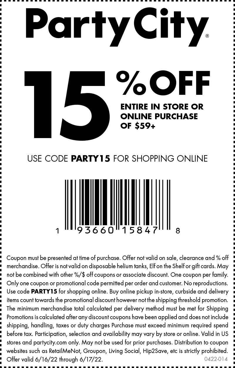 Party City Coupon Party City Worksheets Library