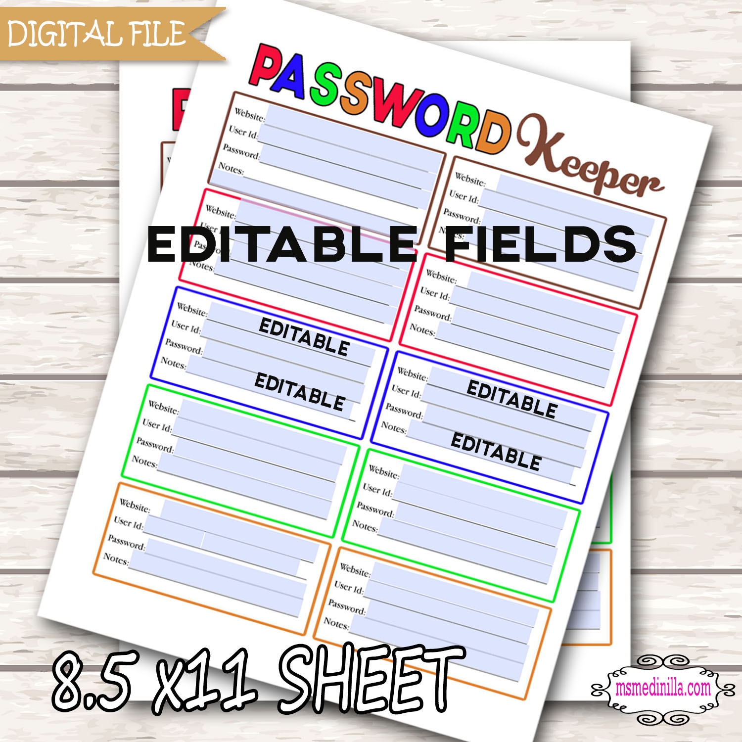 Password Keeper Printable For Students Password Password Log Letter Size PDF Made By Teachers