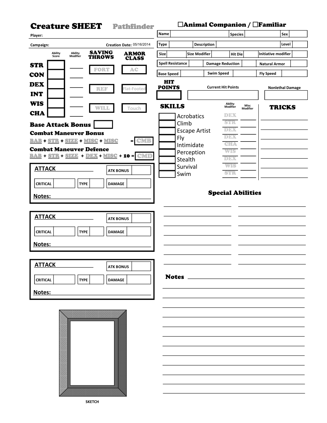 printable pathfinder character sheet