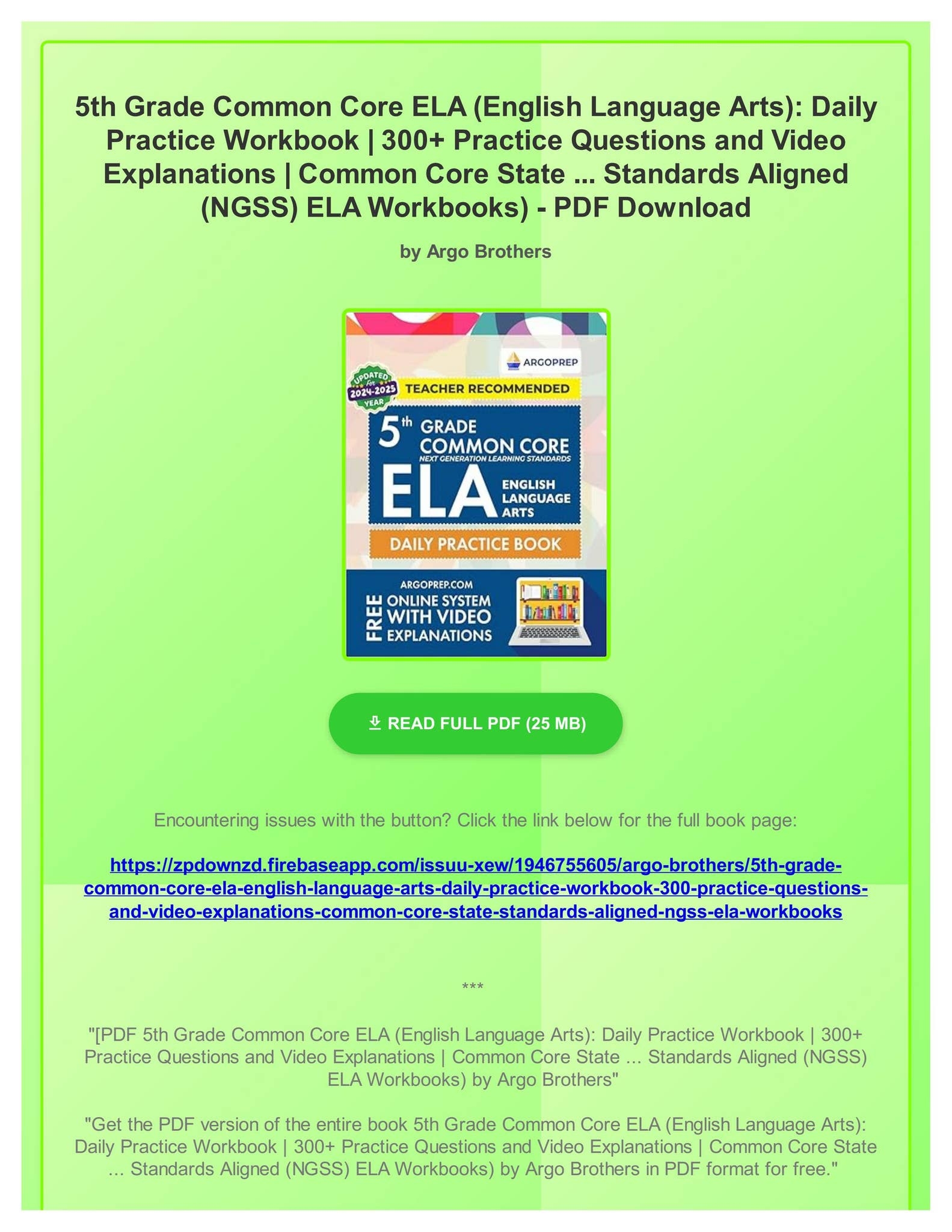 PDF 5th Grade Common Core ELA English Language Arts Daily Practice Workbook 300 Practice Ques By StacyRowejc Issuu