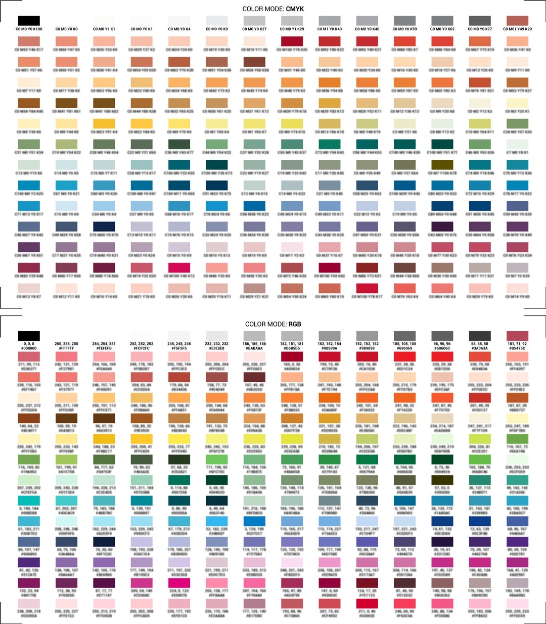 PDF Digital Print Of Color Test Chart CMYK U0026 Rgb DTG Color Swatch Test Prints Palettes Etsy Ireland