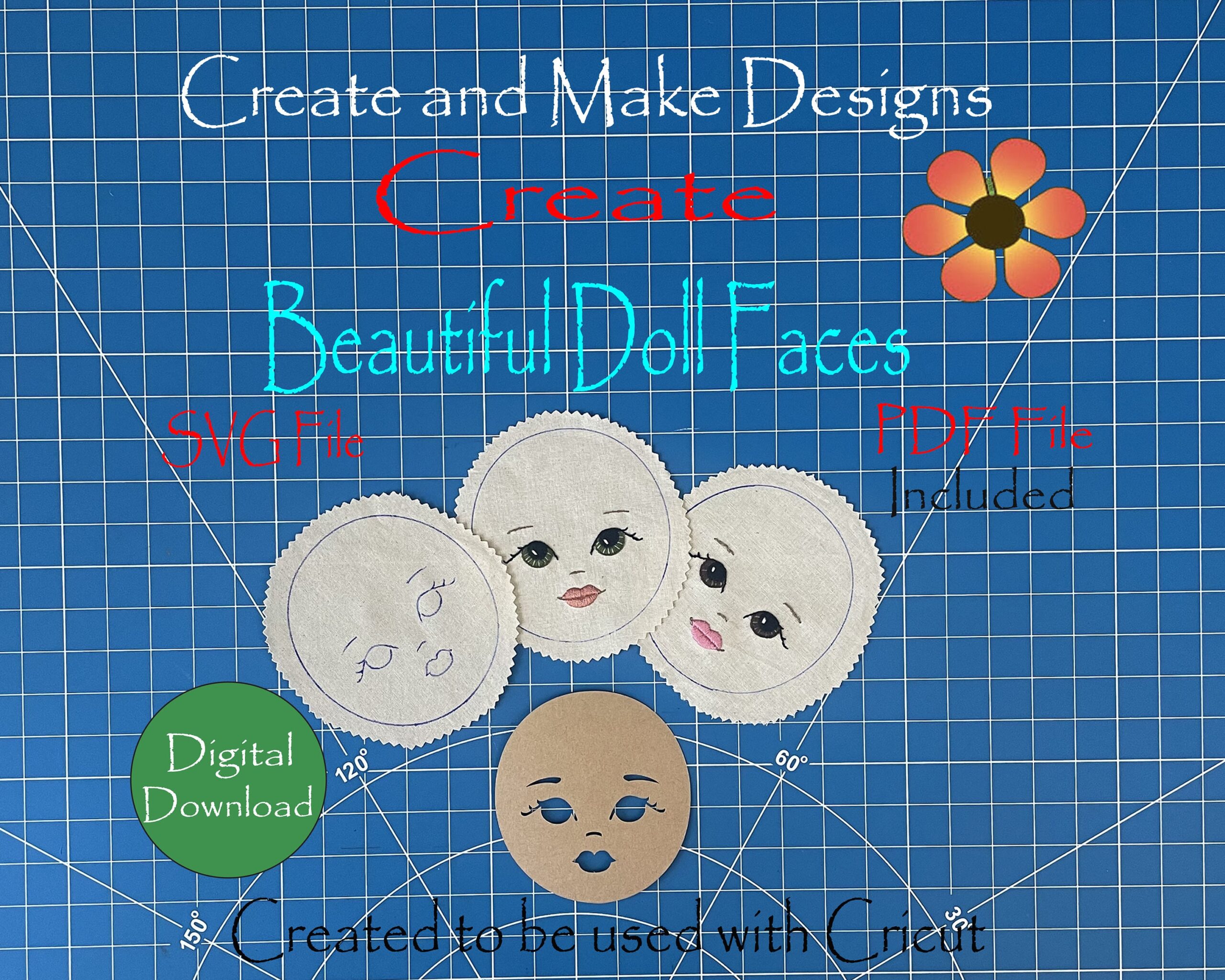 PDF Doll Face Template SVG File Included Instant Download Etsy
