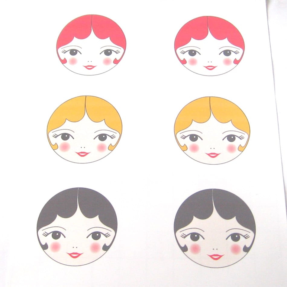 PDF Printable Art Doll Face Transfers Iron On Doll Faces 