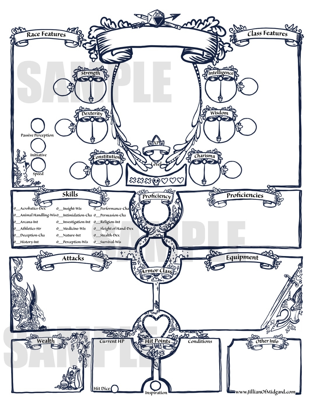 PDF Printable Dungeons U0026 Dragons 5th Ed Character Sheet Bundle Etsy New Zealand