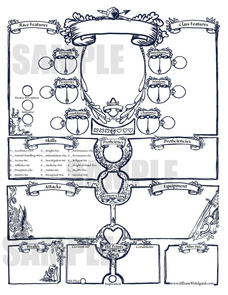 PDF Printable Dungeons U0026 Dragons 5th Ed Character Sheet Bundle Etsy New Zealand