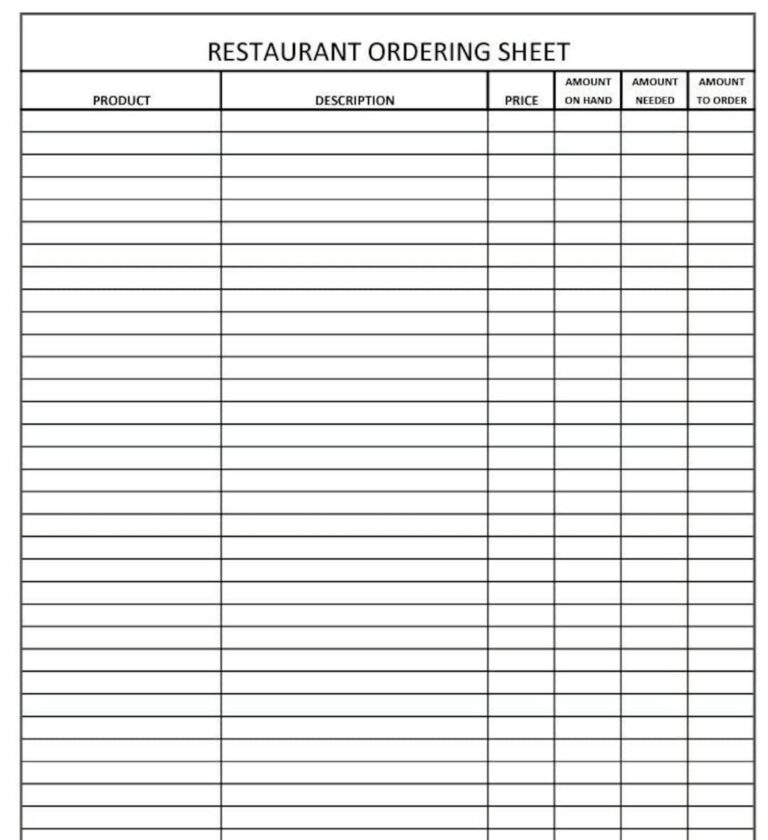 PDF Restaurant Order Sheet Etsy UK