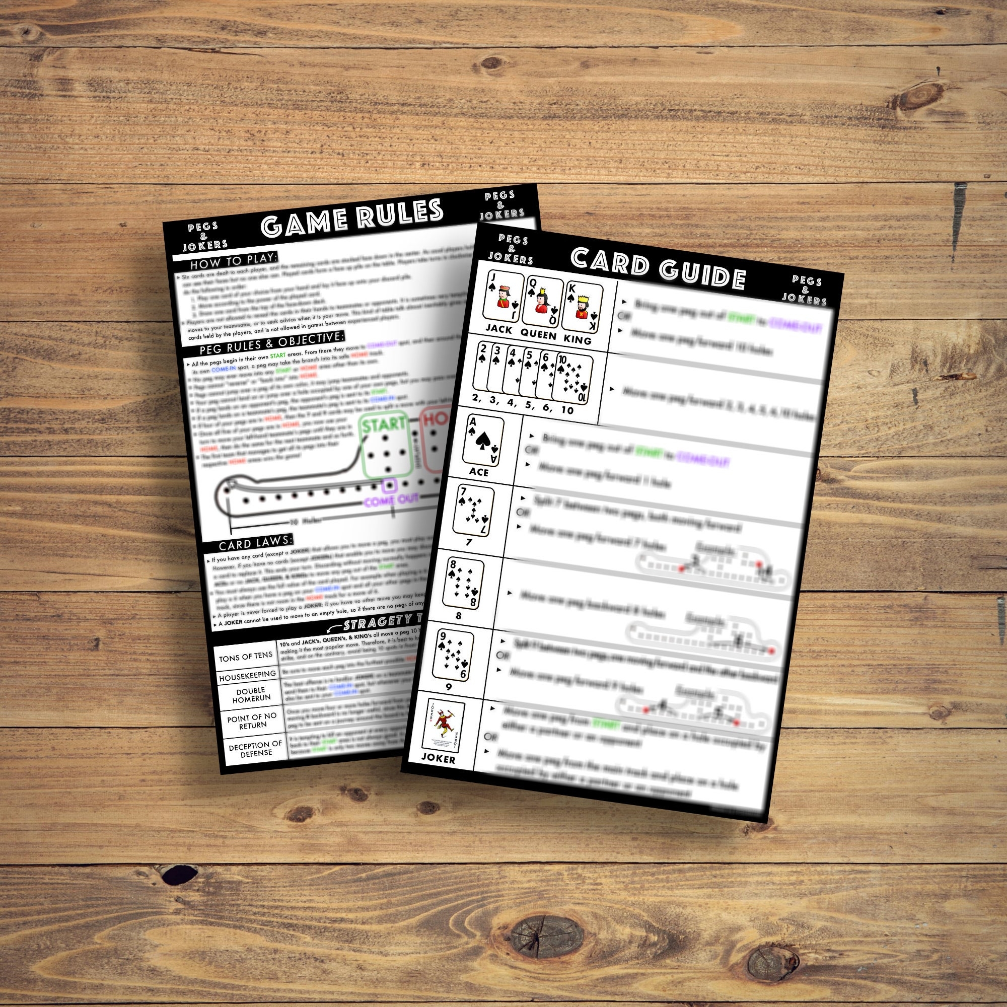 Pegs And Jokers Instructions Manual Easy To Understand Custom Graphics Printable Double Sided Etsy