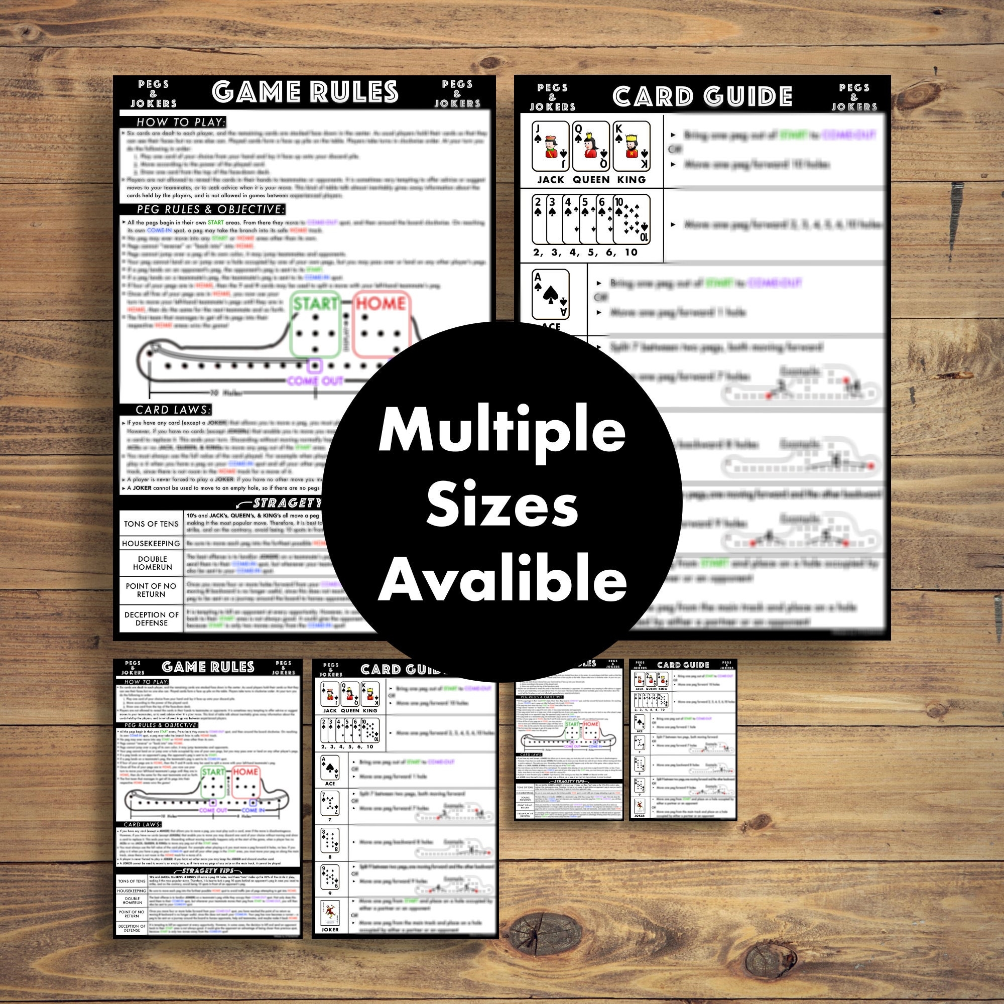 Pegs And Jokers Instructions Manual Easy To Understand Custom Graphics Printable Double Sided Etsy