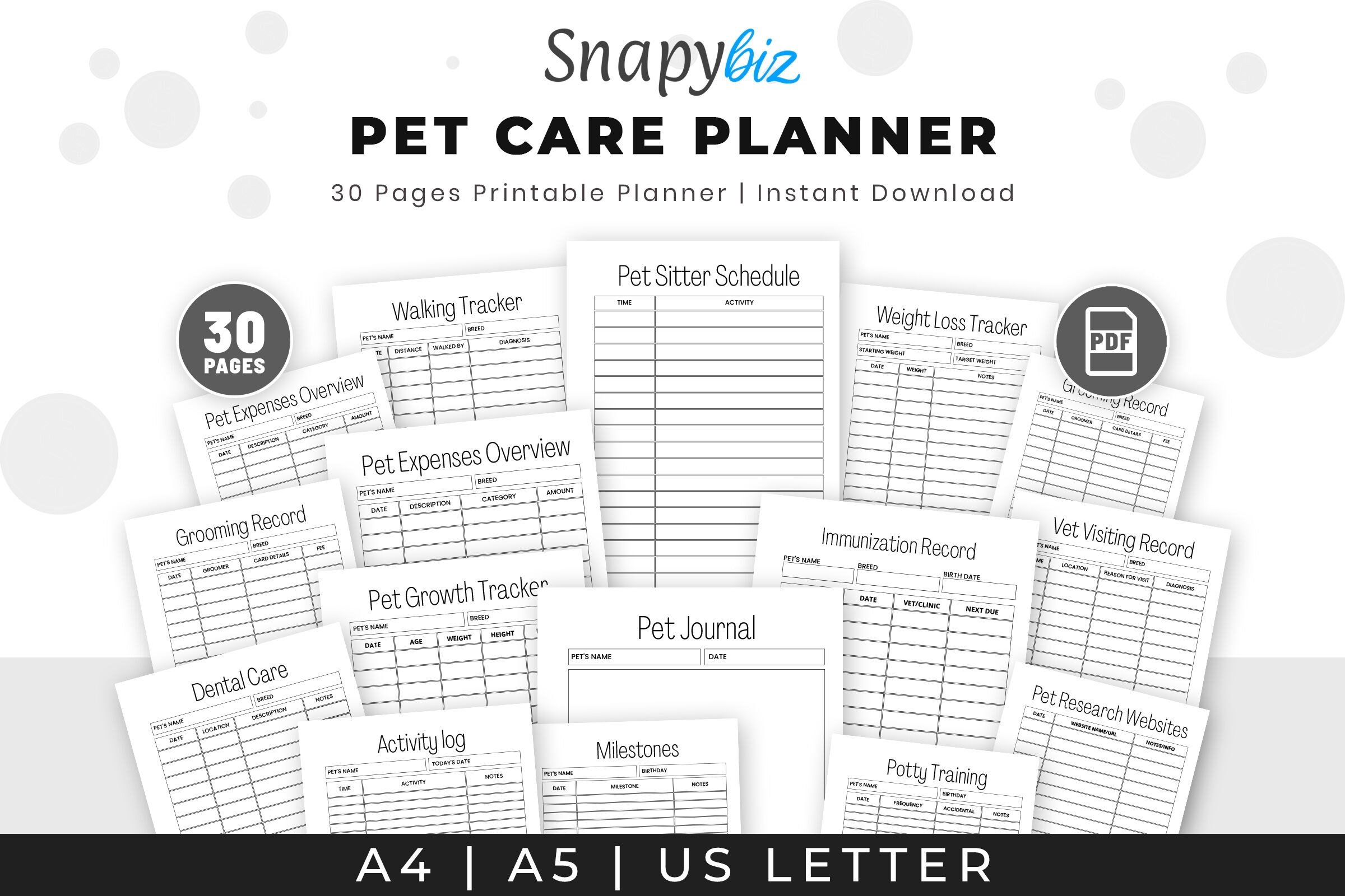 Pet Care Binder By SnapyBiz TheHungryJPEG