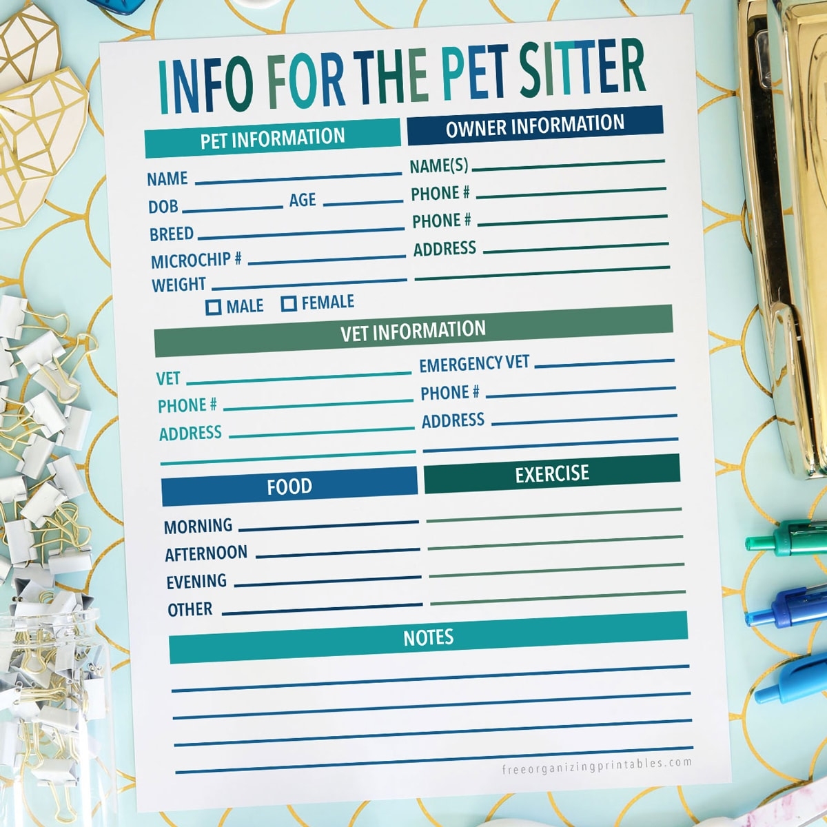 Pet Printables Archives Free Organizing Printables