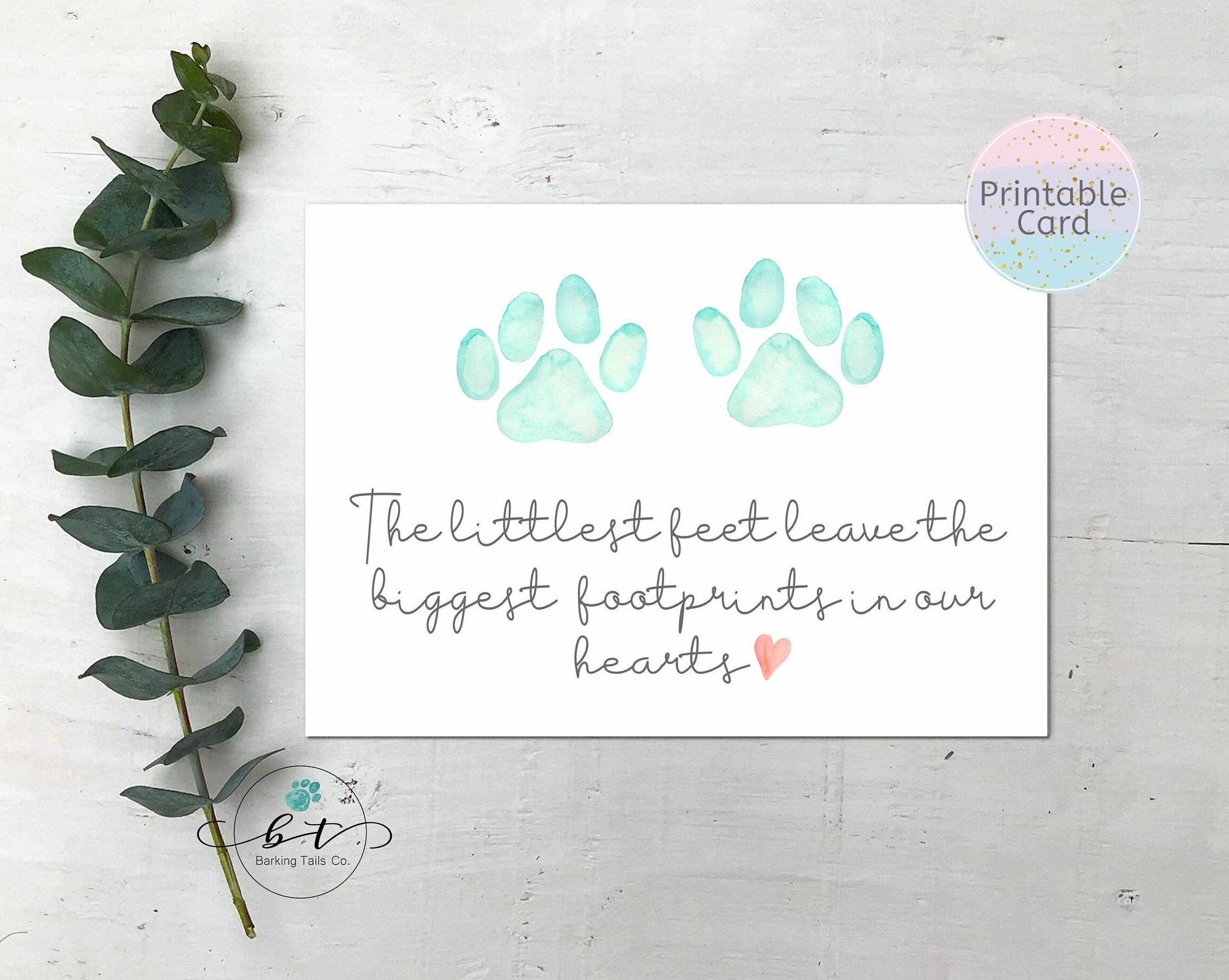 Pet Sympathy Card Printable pet Condolence Card pet Sympathy Sympathy Card Loss Of Dog loss Of Cat Watercolor Paw Prints instant DOWNLOAD Etsy