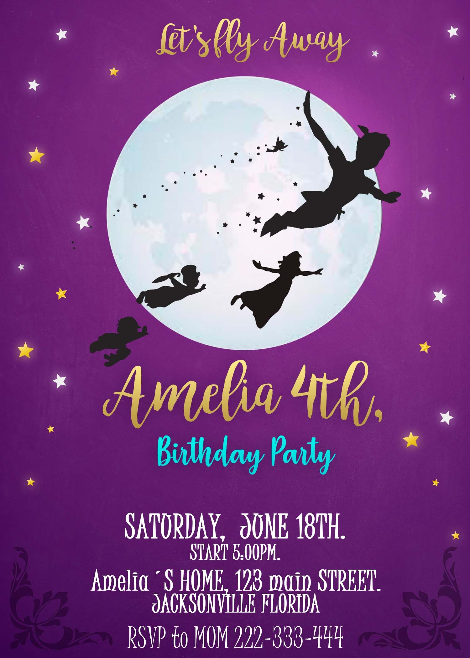 Peter Pan Birthday Girl Invitation Beautiful Invite