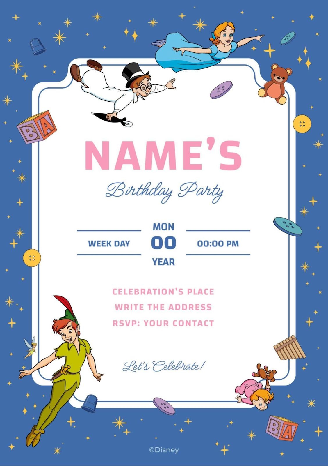 Peter Pan Neverland Birthday Invitation Presentation