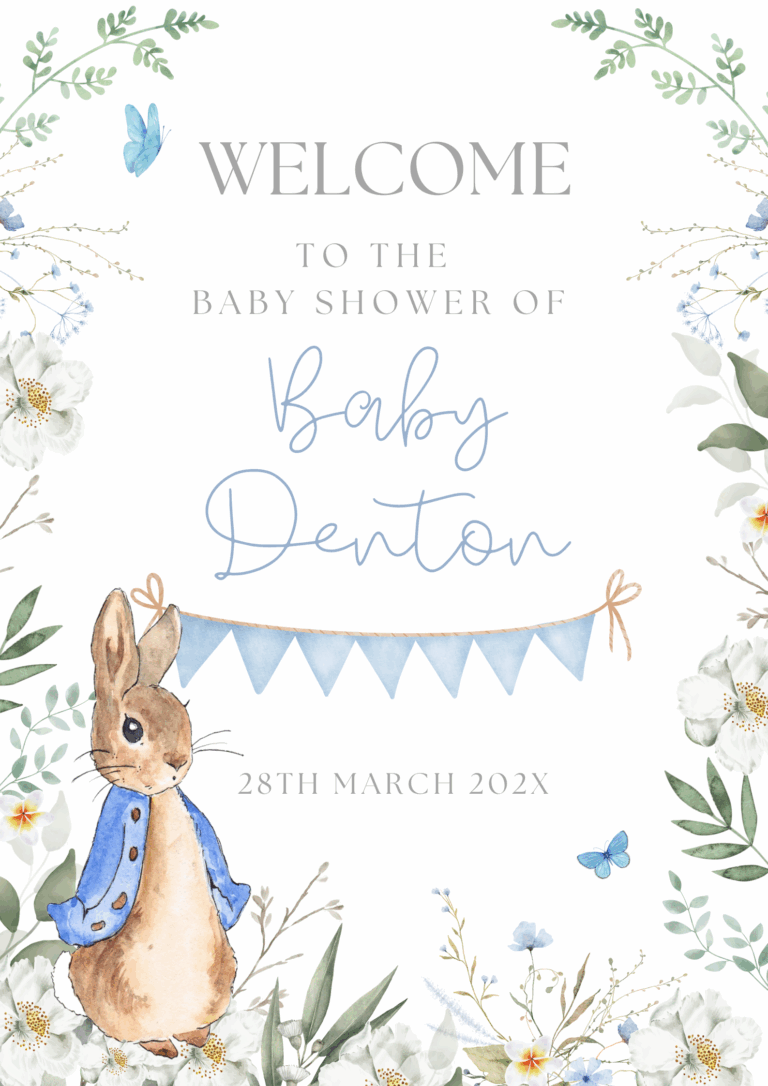 Peter Rabbit Baby Shower Sign