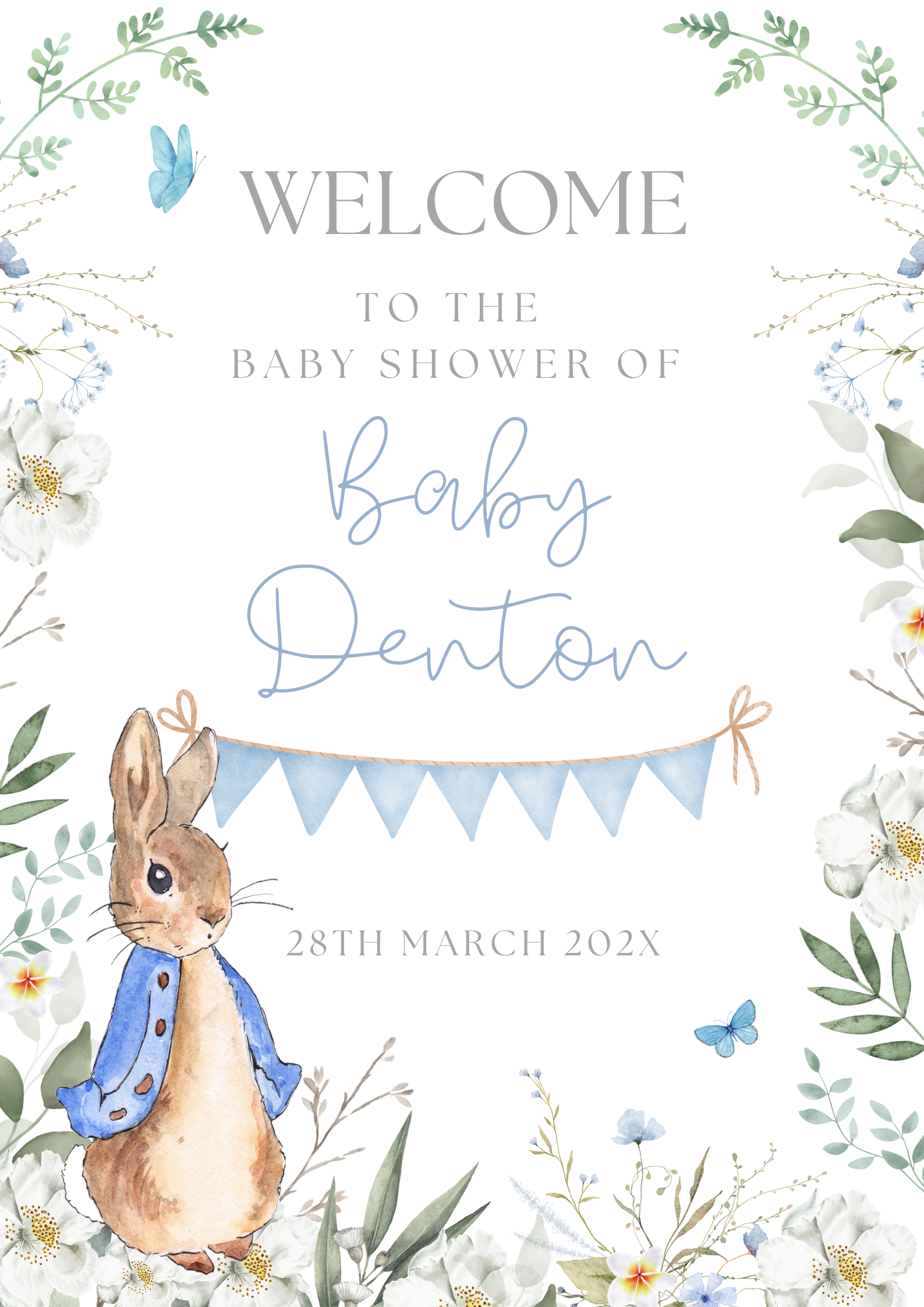Peter Rabbit Baby Shower Sign