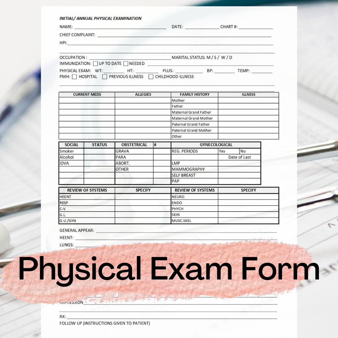 Physical Exam Form Template Initial Annual Physical 